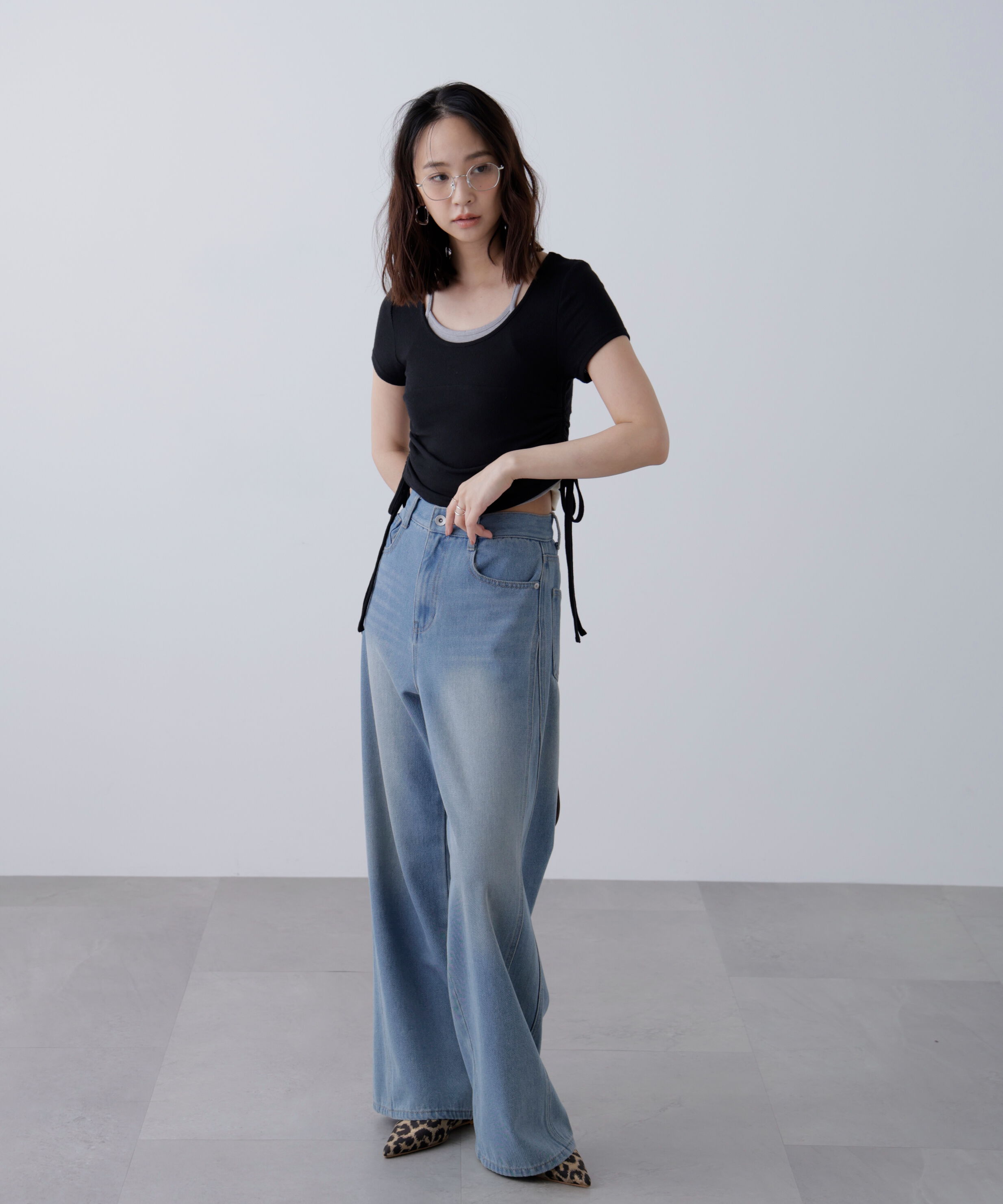  「ホルターネックレイヤードサイドドロスト半袖カットソー」|Tシャツ・カットソー|