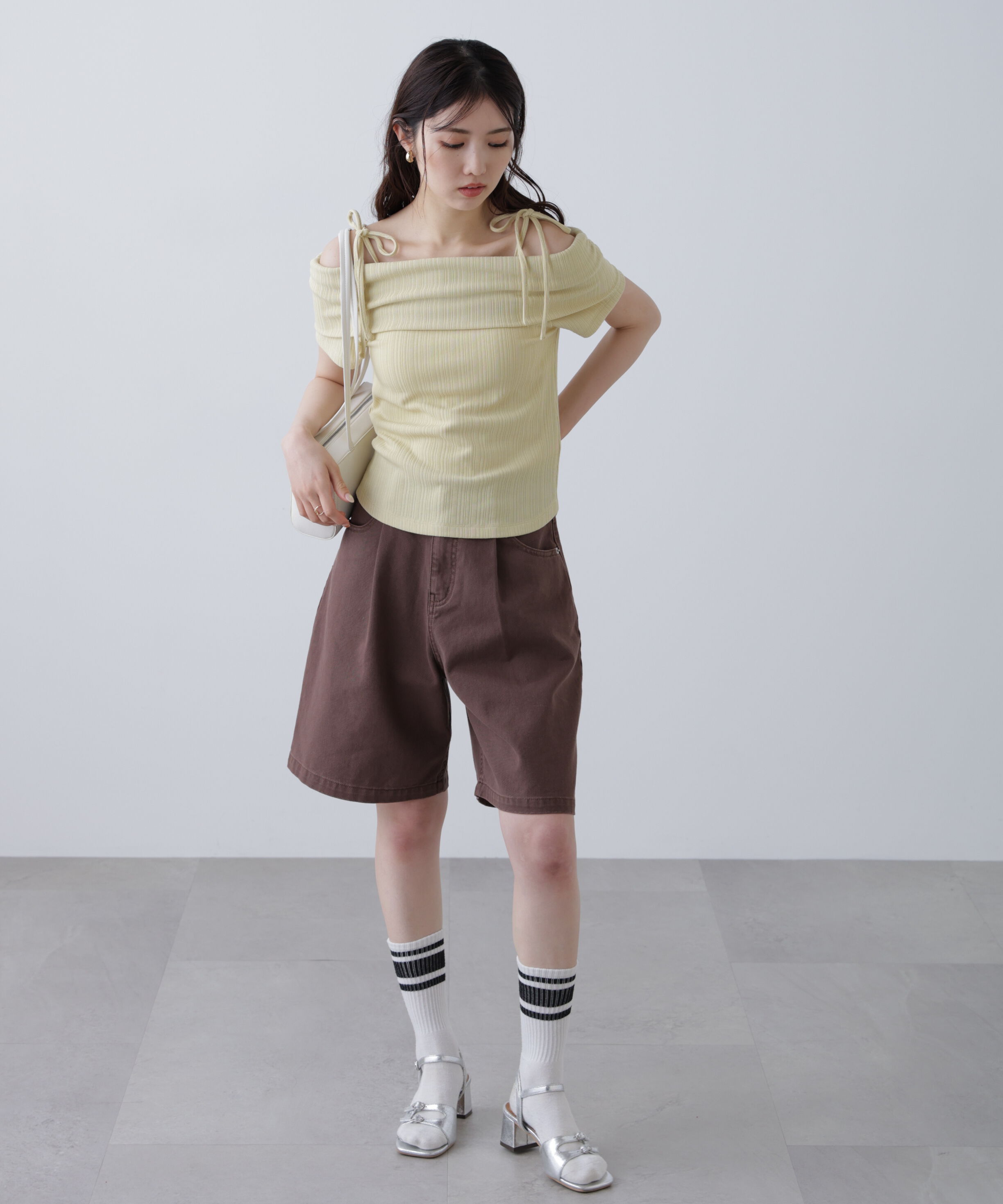  「肩リボンオフショルカットソー」|Tシャツ・カットソー|