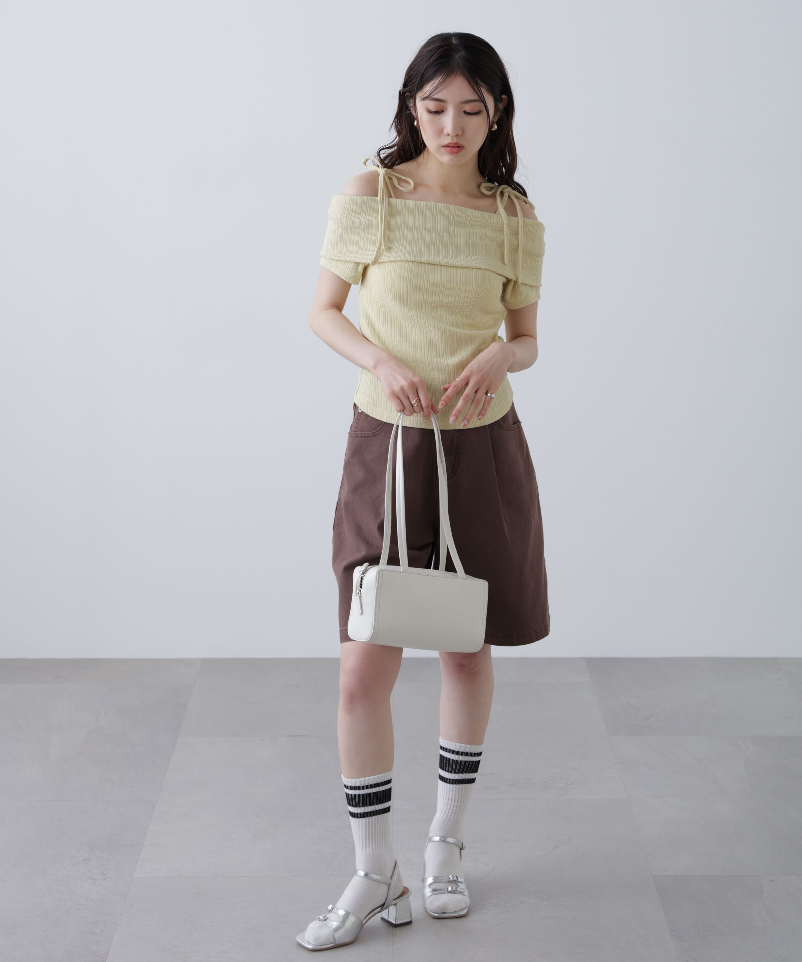  「肩リボンオフショルカットソー」|Tシャツ・カットソー|