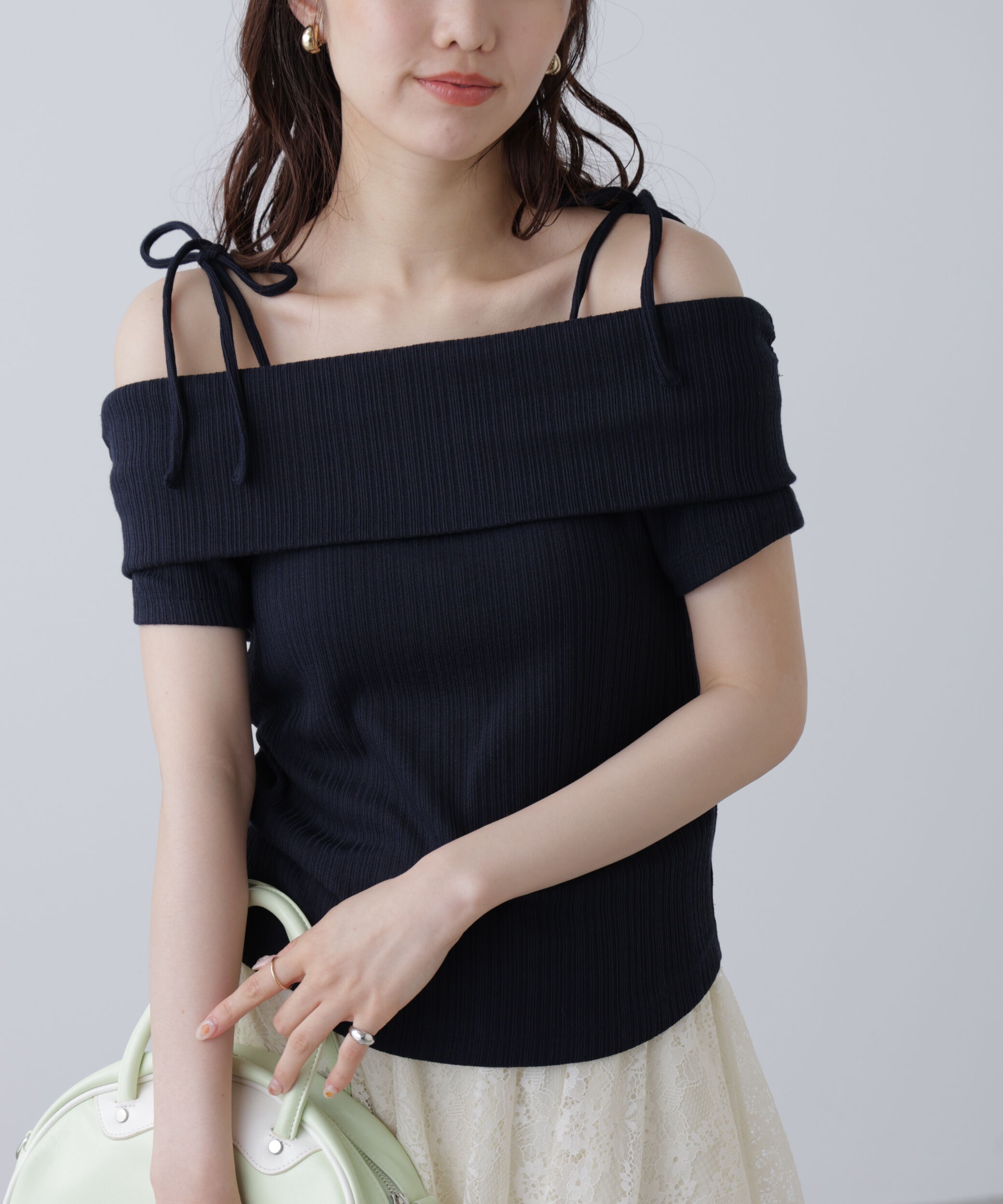  「肩リボンオフショルカットソー」|Tシャツ・カットソー|