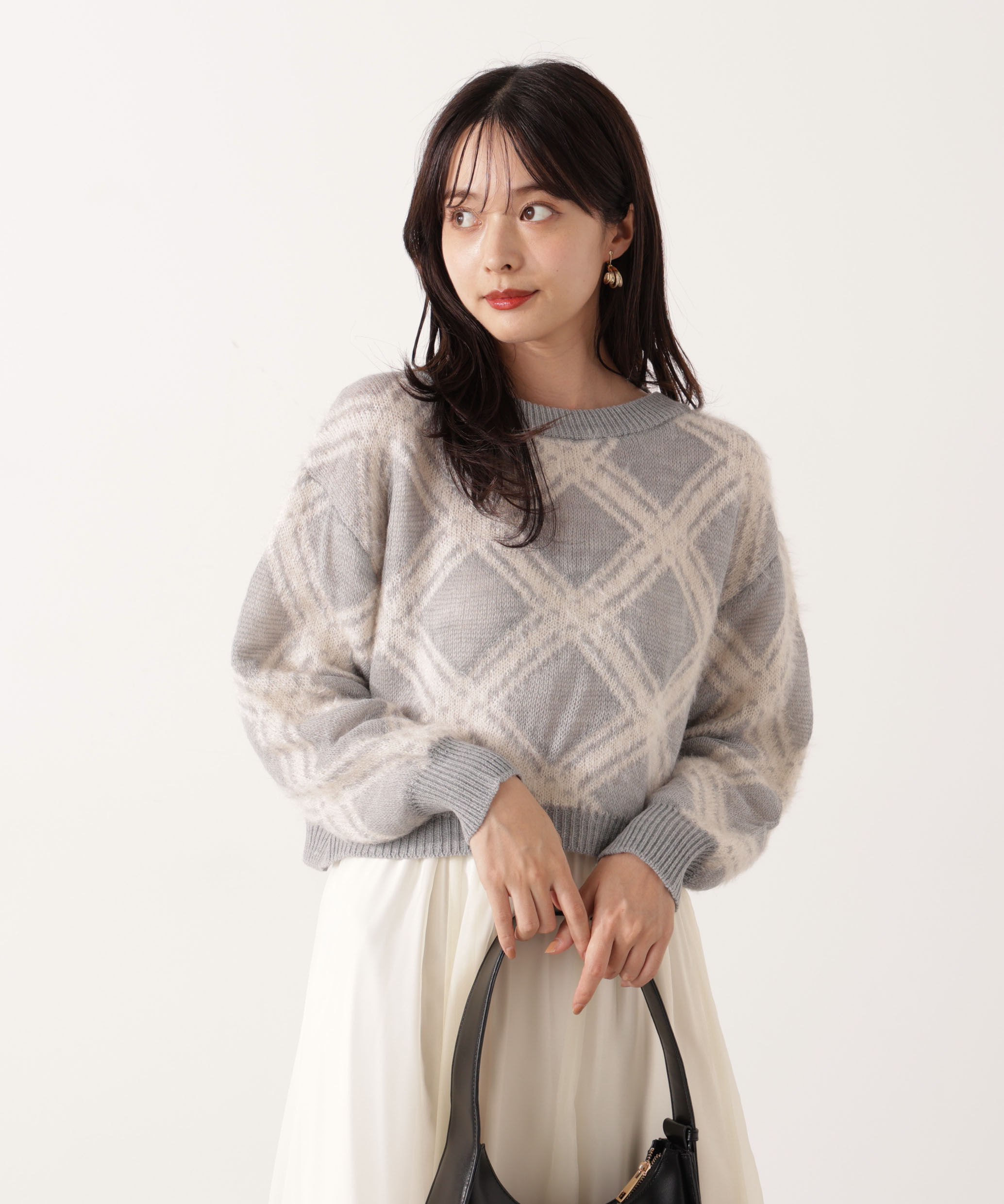 PROPORTION BODY DRESSING「ヘアリーチェックニット  25AW 」|ニット・セーター|