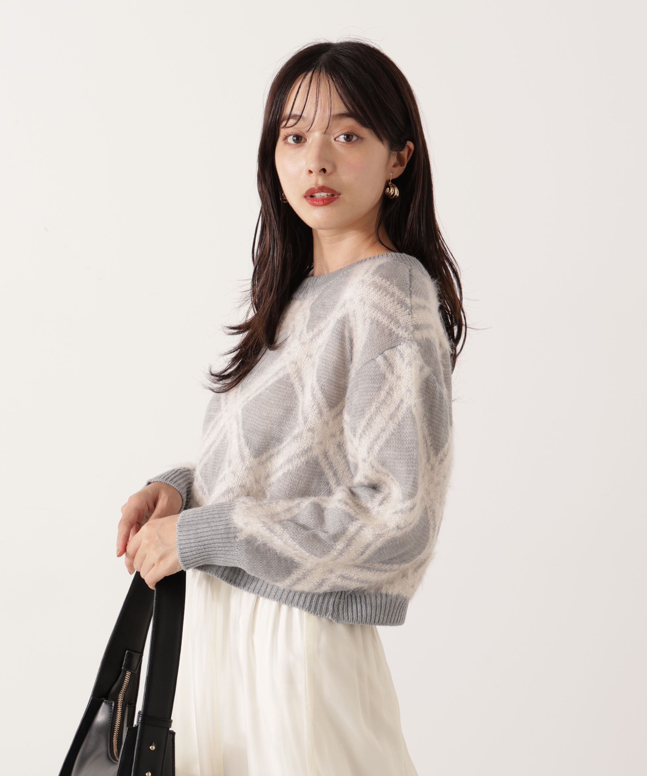 PROPORTION BODY DRESSING「ヘアリーチェックニット  25AW 」|ニット・セーター|