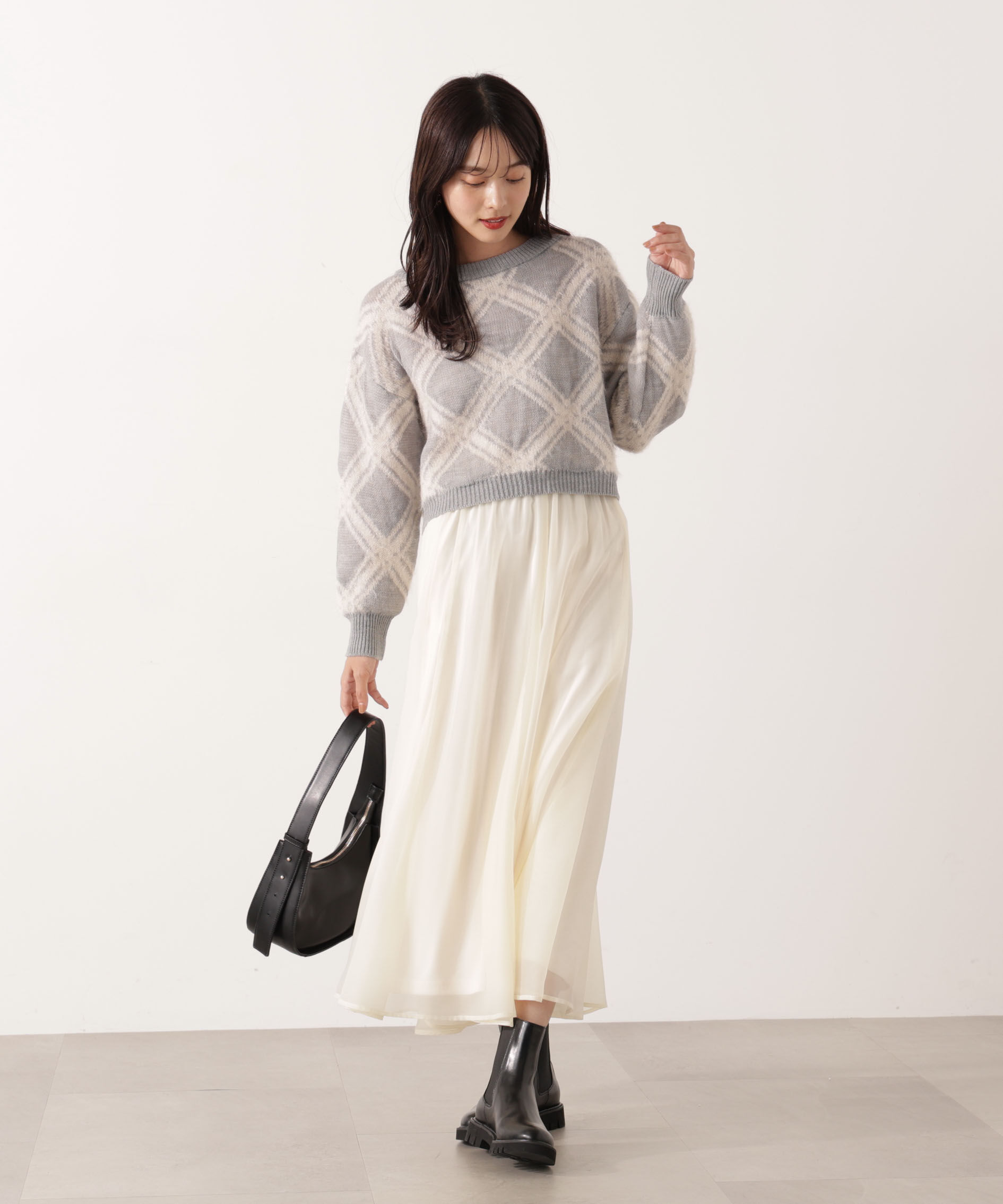 PROPORTION BODY DRESSING「ヘアリーチェックニット  25AW 」|ニット・セーター|