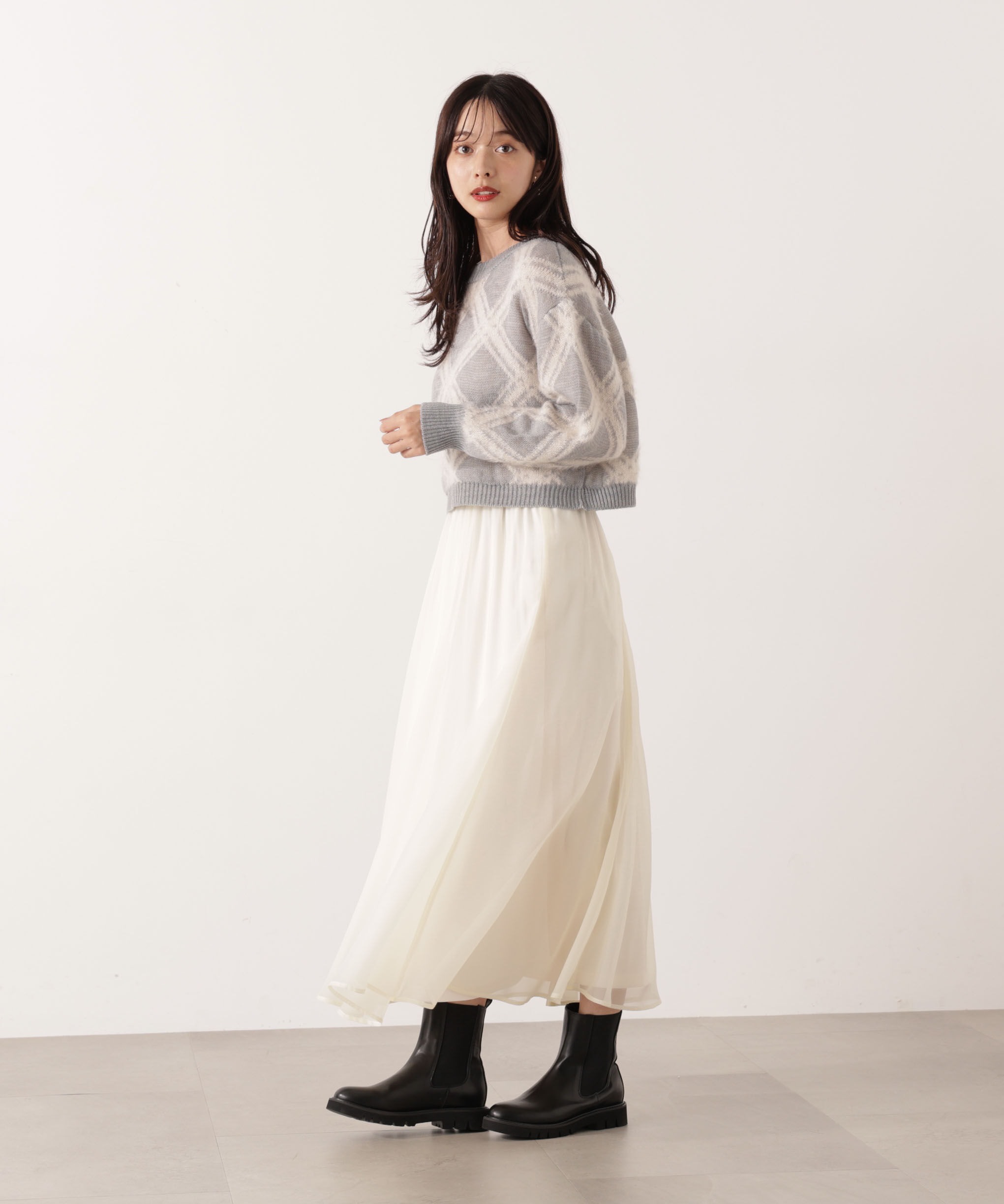 PROPORTION BODY DRESSING「ヘアリーチェックニット  25AW 」|ニット・セーター|