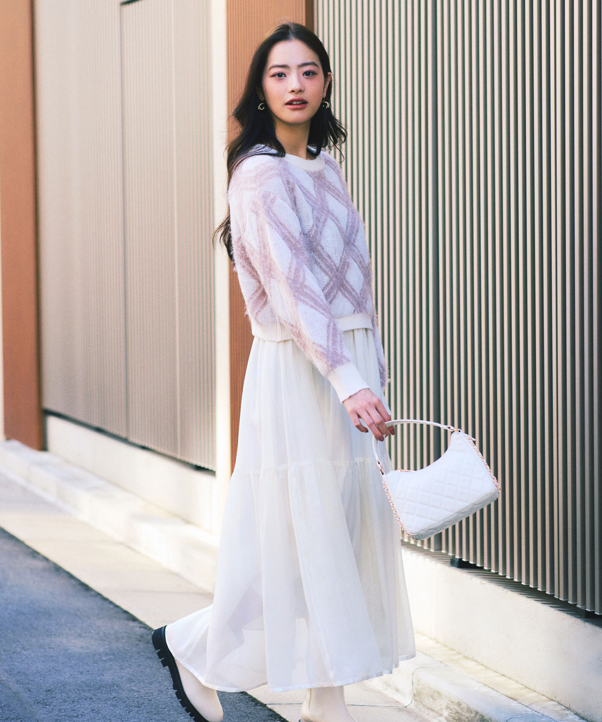 PROPORTION BODY DRESSING「ヘアリーチェックニット  25AW 」|ニット・セーター|