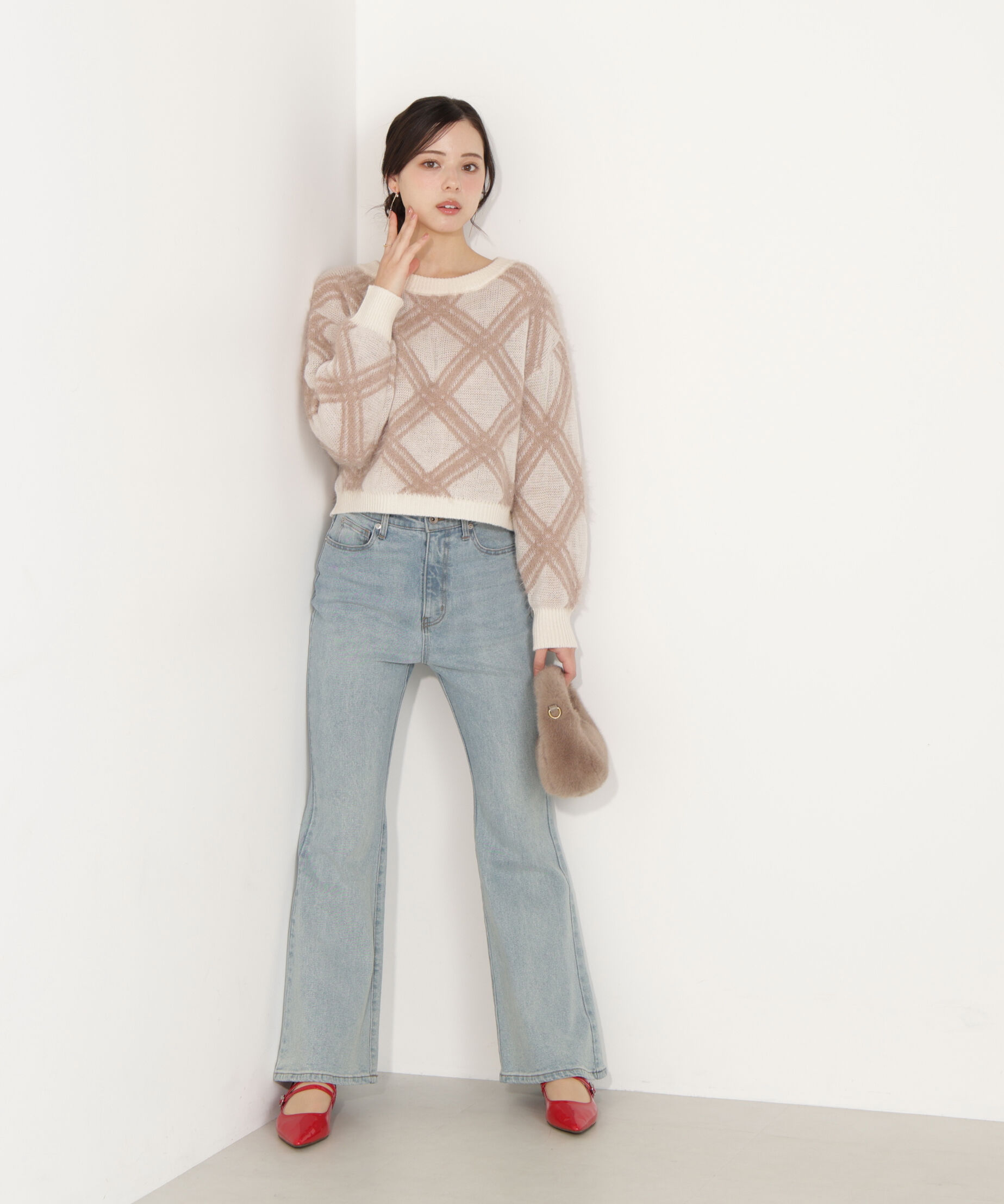 PROPORTION BODY DRESSING「ヘアリーチェックニット  25AW 」|ニット・セーター|