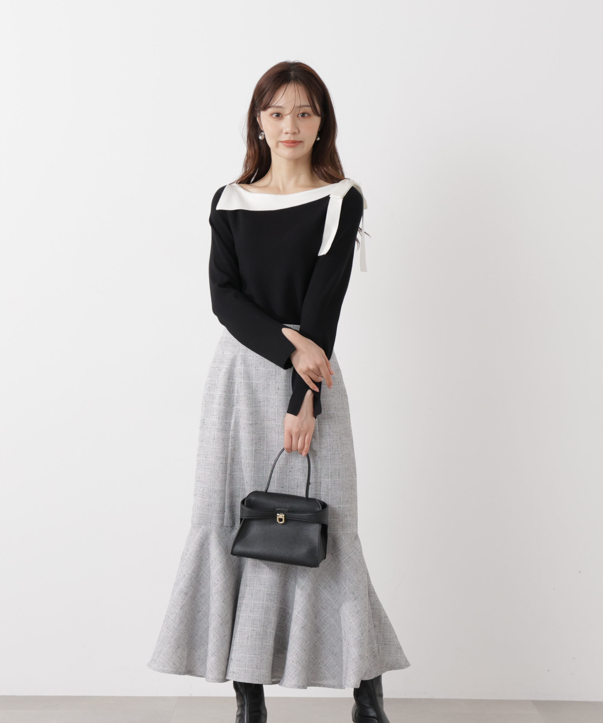 PROPORTION BODY DRESSING「＜ウォッシャブル/UV＞サイドリボン総針ニット」|ニット・セーター|