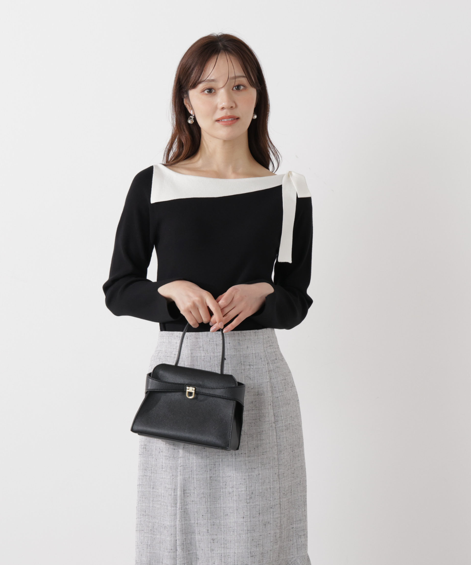 PROPORTION BODY DRESSING「＜ウォッシャブル/UV＞サイドリボン総針ニット」|ニット・セーター|