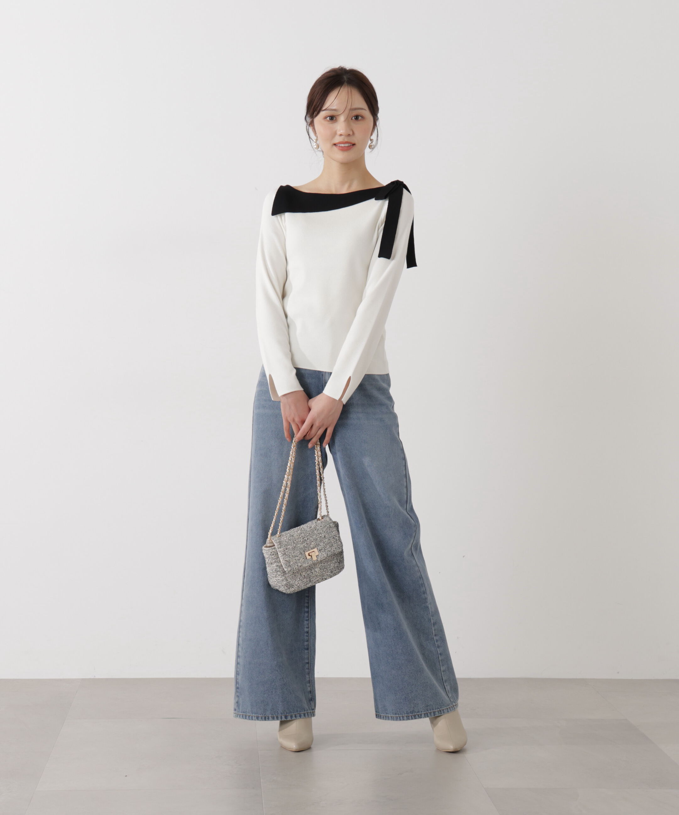 PROPORTION BODY DRESSING「＜ウォッシャブル/UV＞サイドリボン総針ニット」|ニット・セーター|