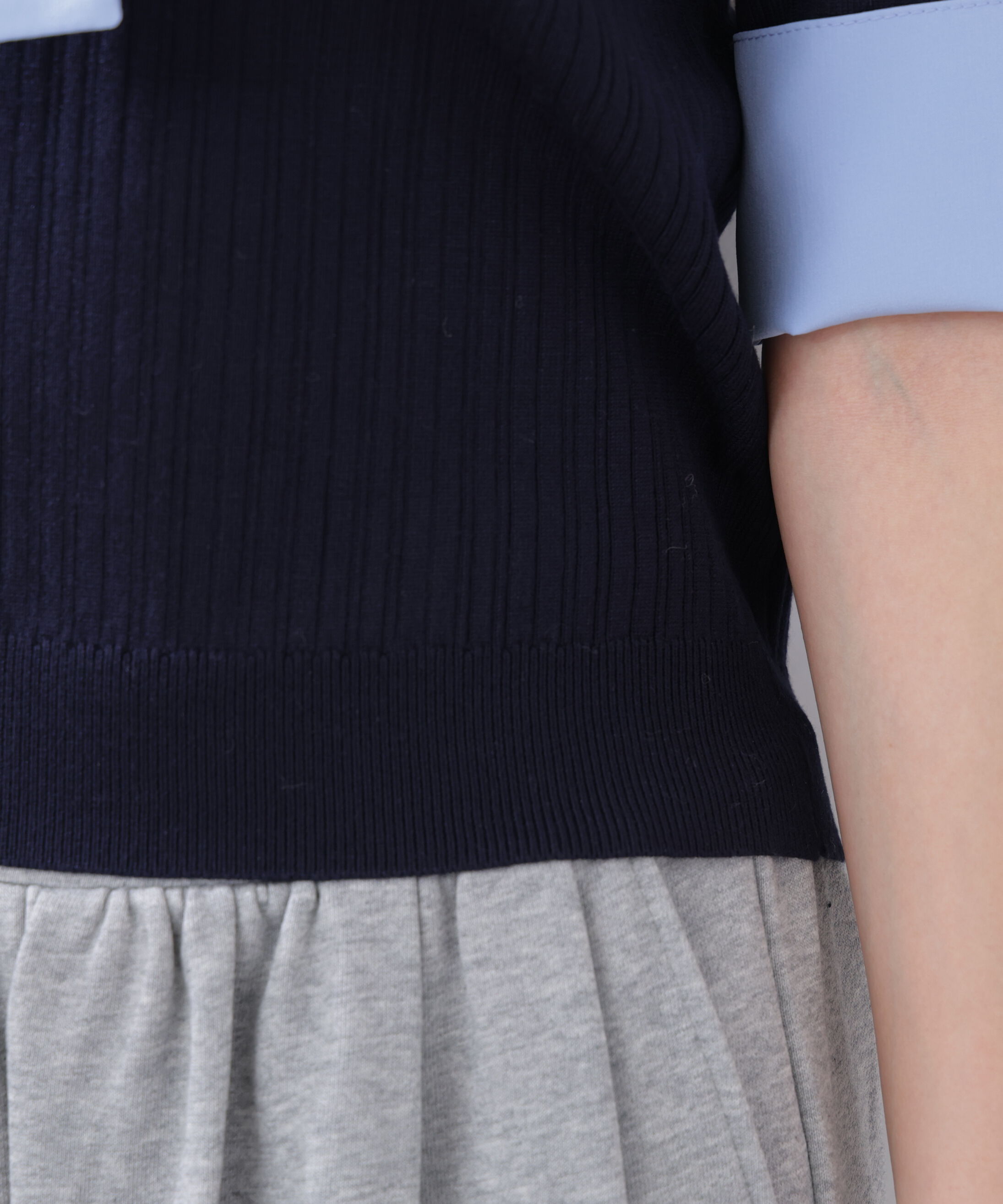 PROPORTION BODY DRESSING「《EDIT COLOGNE》リボンシャツドッキングニット　26SS」|ニット・セーター|