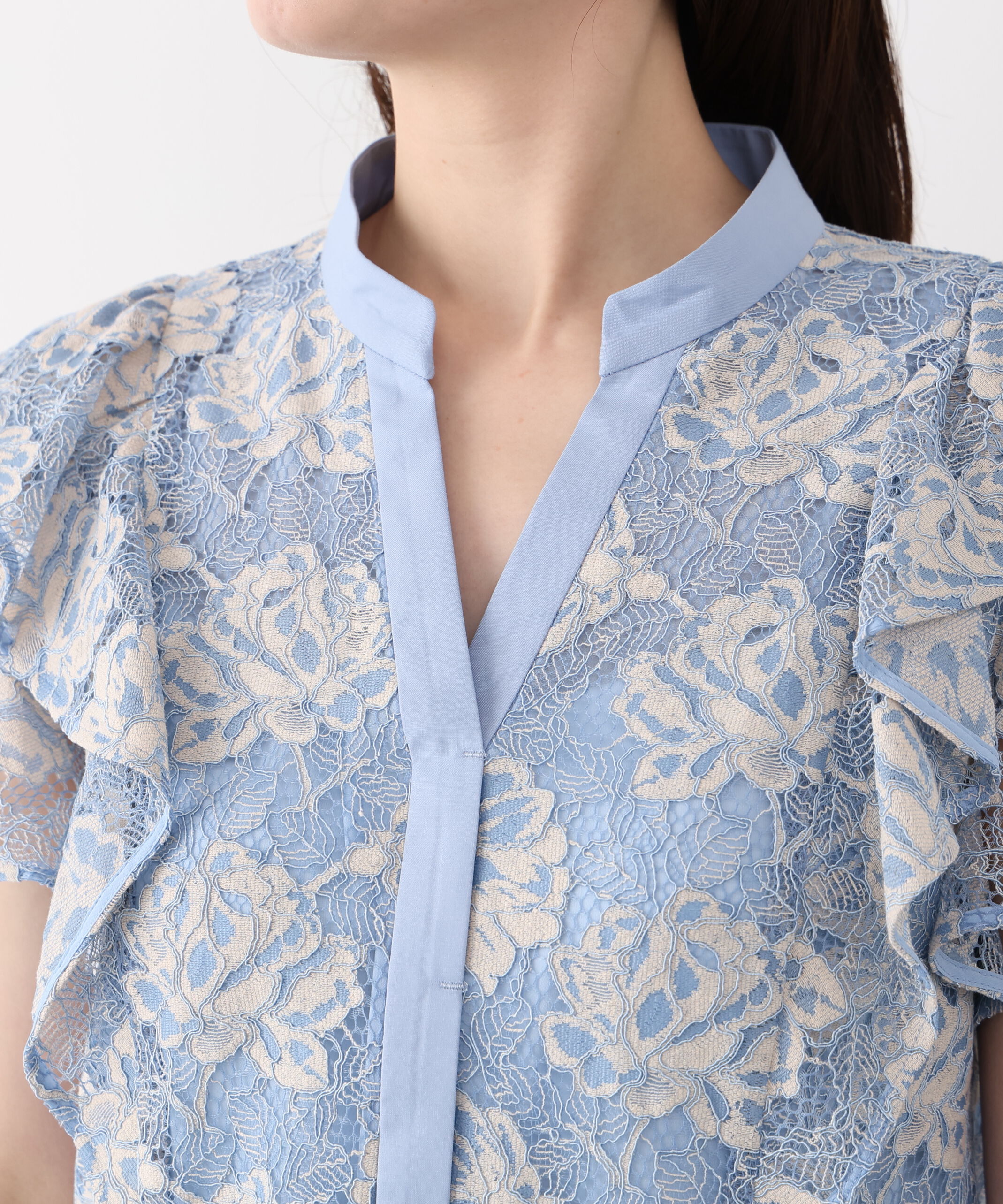  「フラワーレースコンビブラウス」|シャツ・ブラウス|