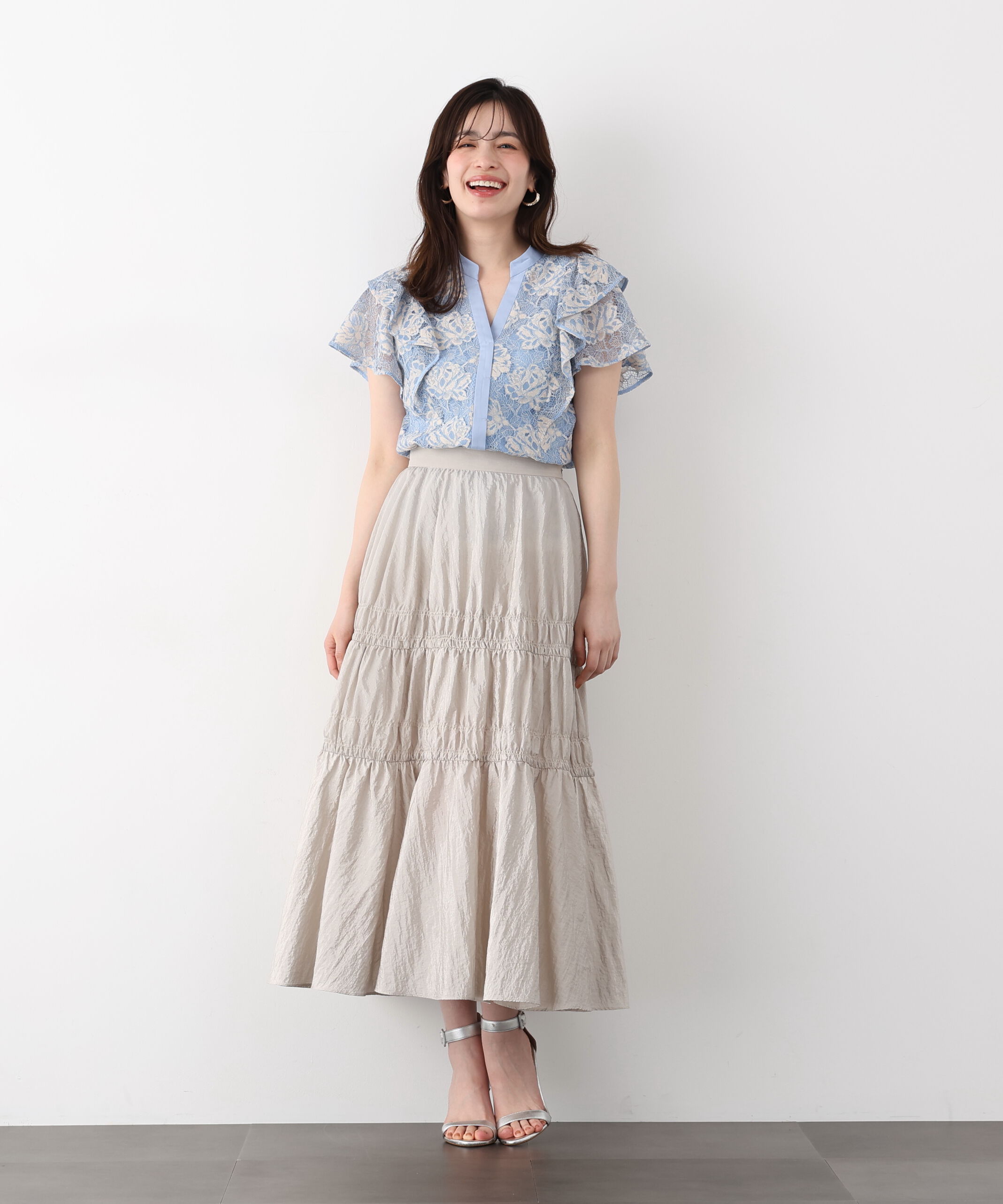  「フラワーレースコンビブラウス」|シャツ・ブラウス|