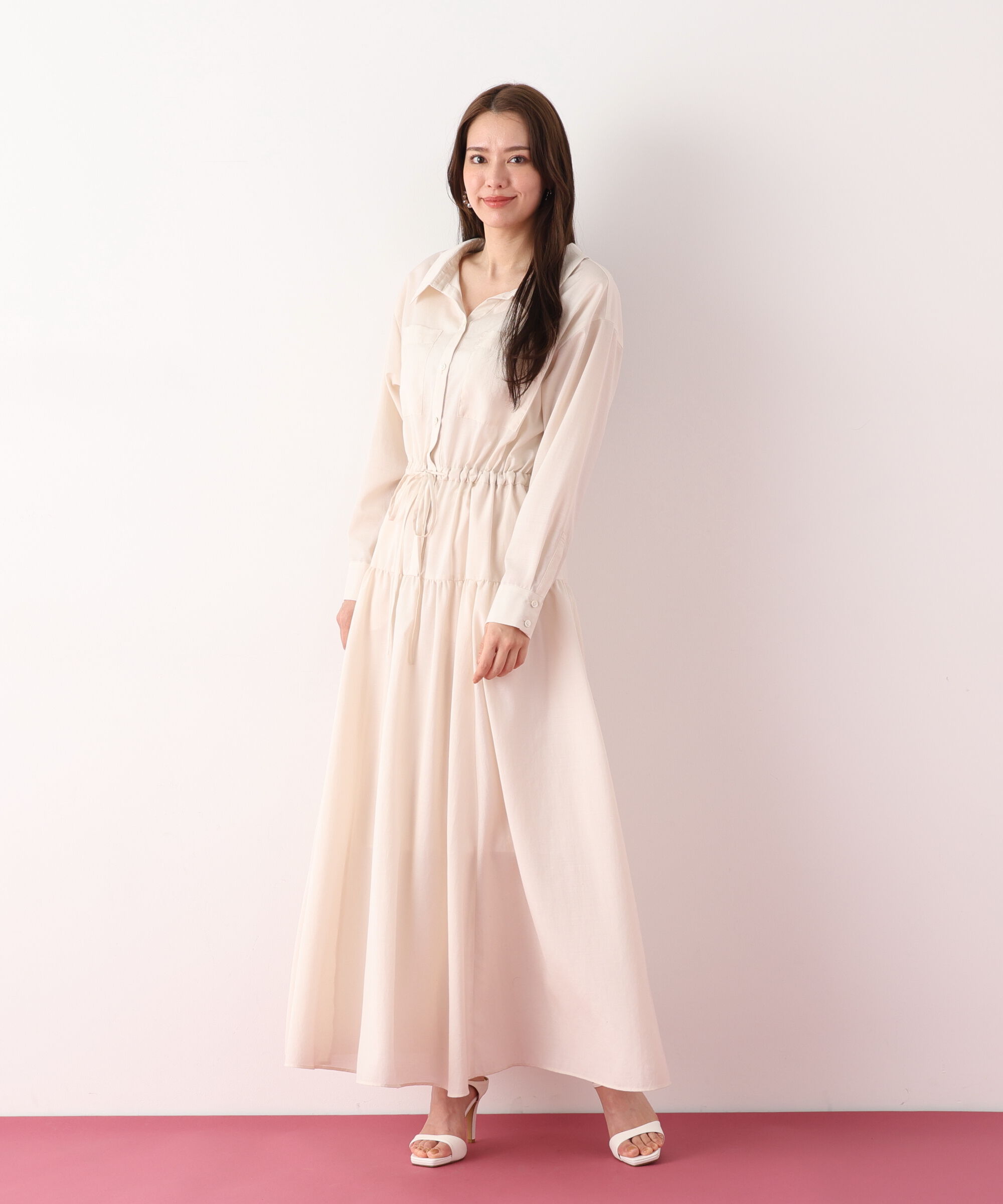  「ブライトローンロングシャツワンピース」|ワンピース|ライトベージ