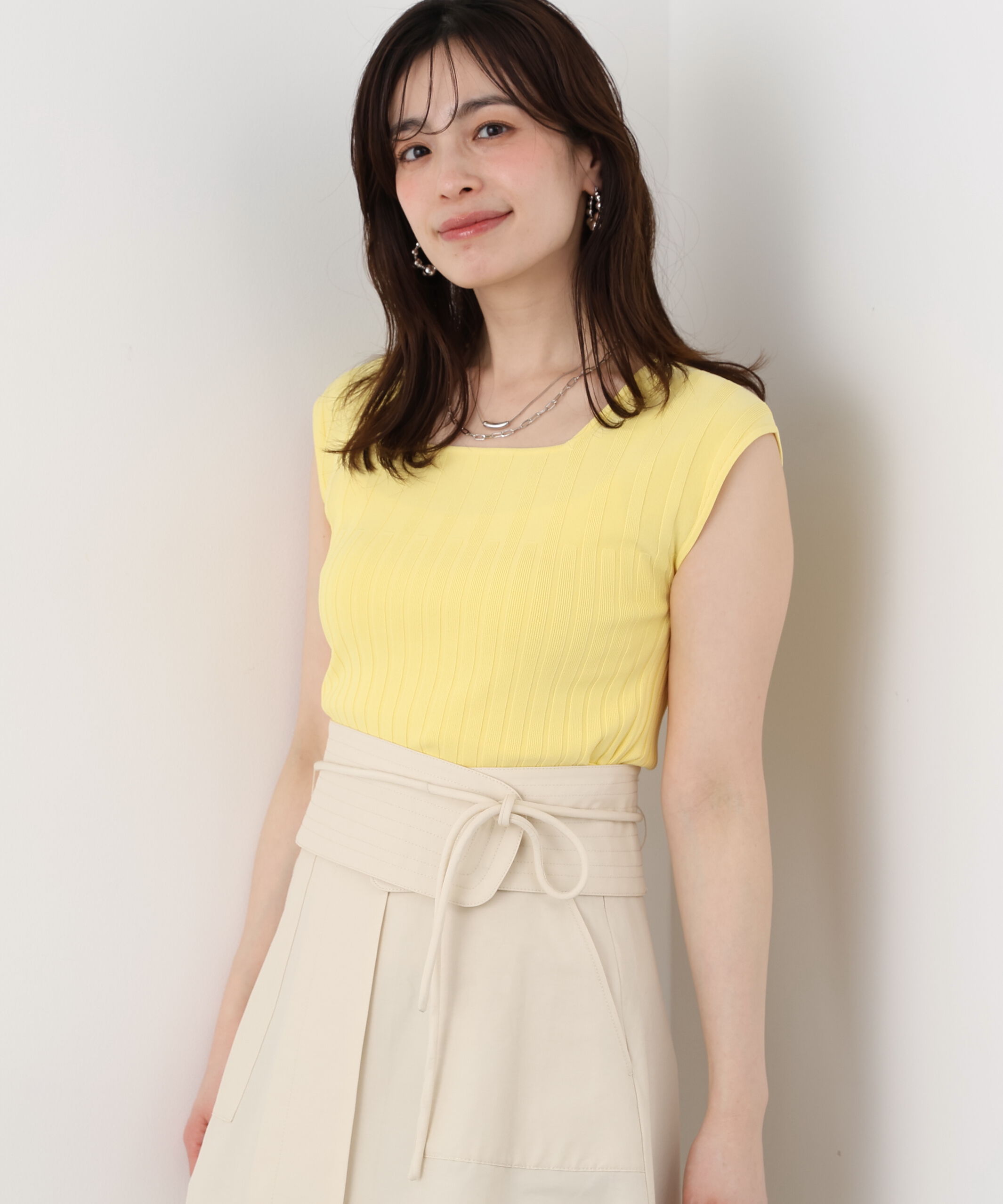  「スクエアネックニットトップス」|ニット・セーター|