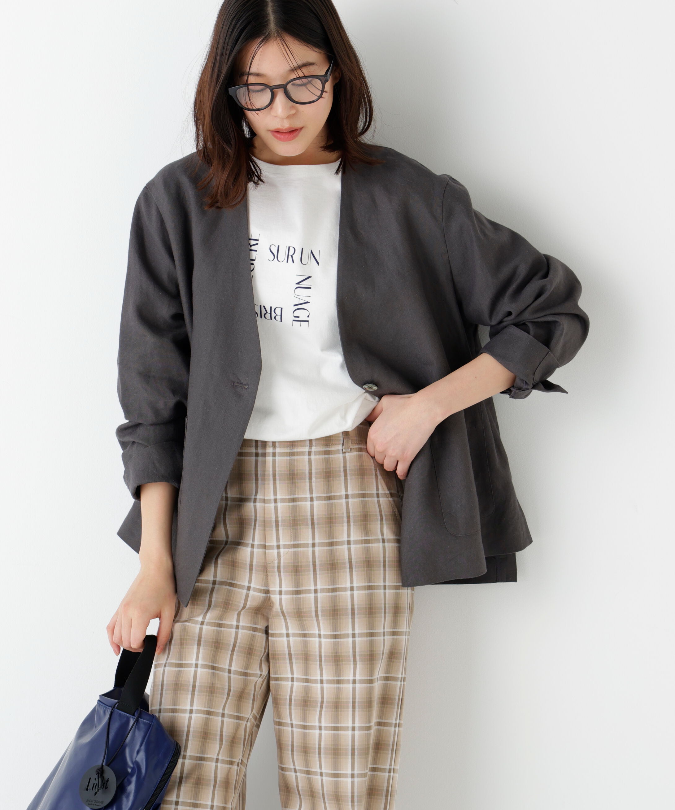  「◆ラミーキャンパスノーカラージャケット」|その他|チャコールグ 1