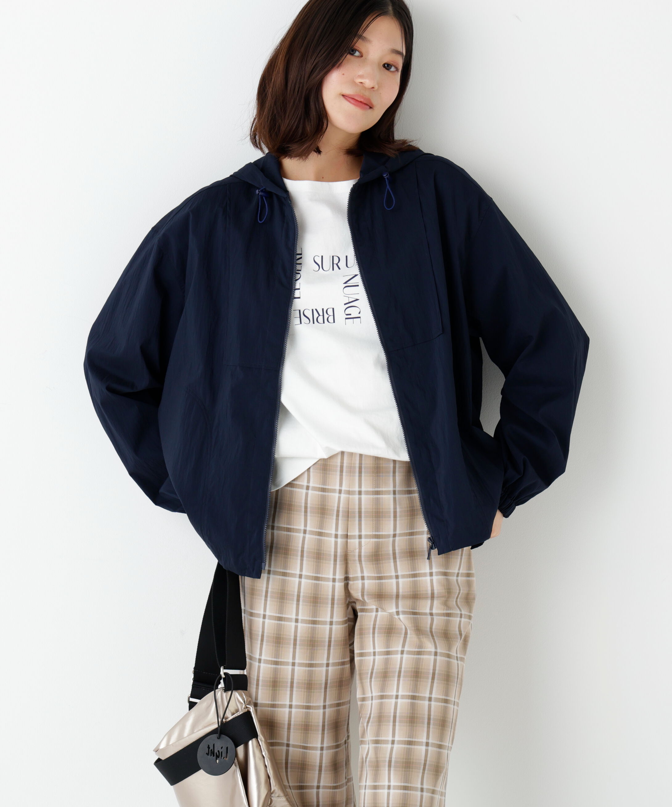  「◆《ウォッシャブル》シアーアノラックフーディーブルゾン」|ブルゾン・スタジャン|ネイビー