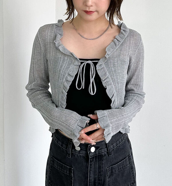 archives「フリルシアーリブニットカーディガン」|カーディガン|