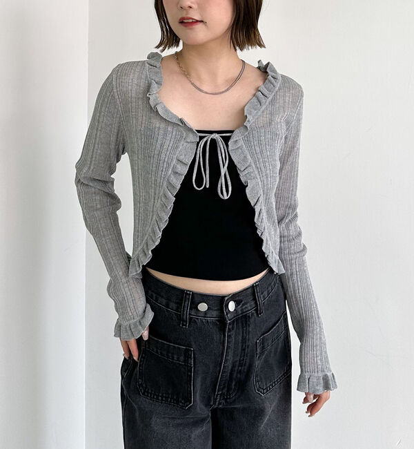 archives「フリルシアーリブニットカーディガン」|カーディガン|