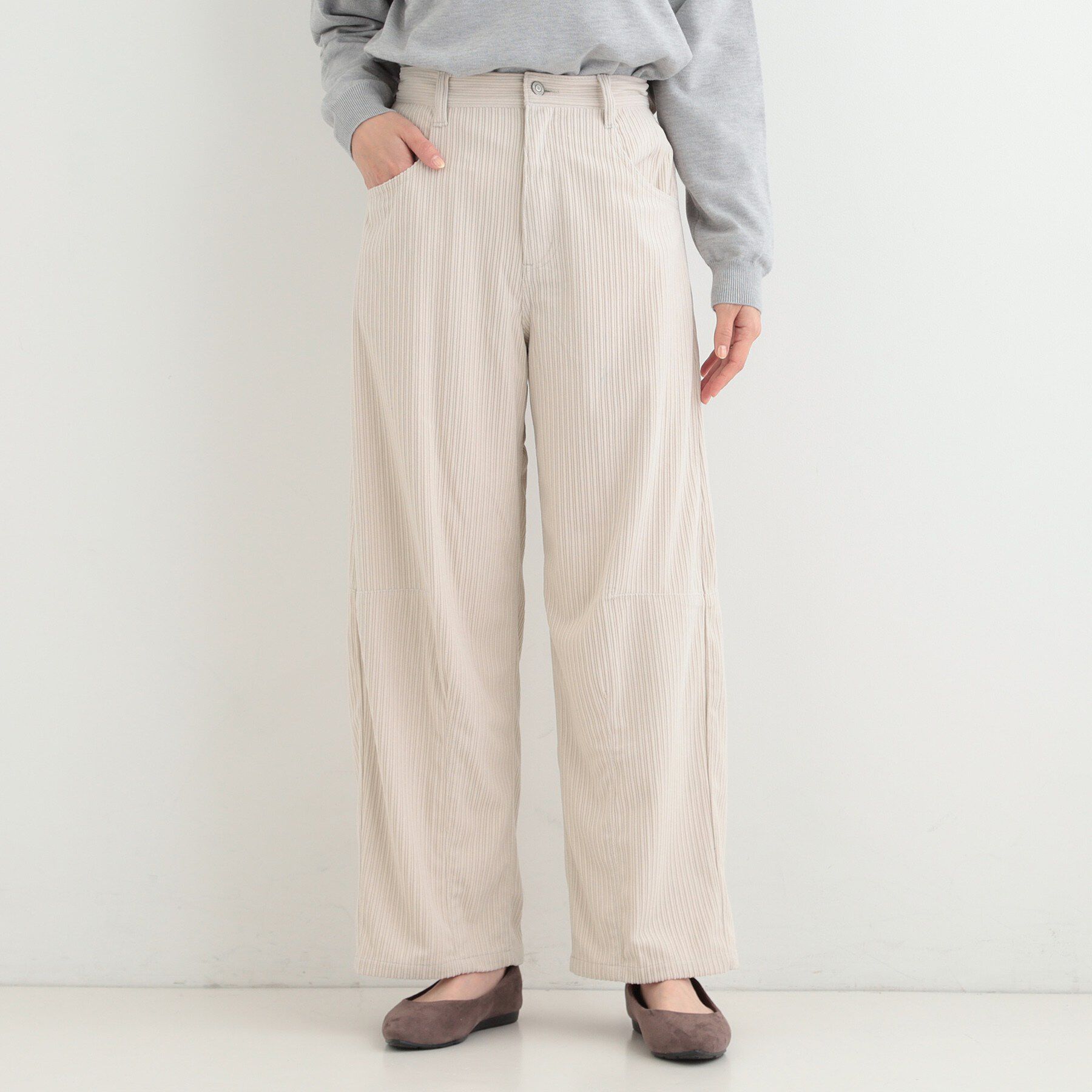 SHOO･LA･RUE「【S-LL】大人っぽく穿ける 股上深め コーデュロイカーブパンツ」|その他|
