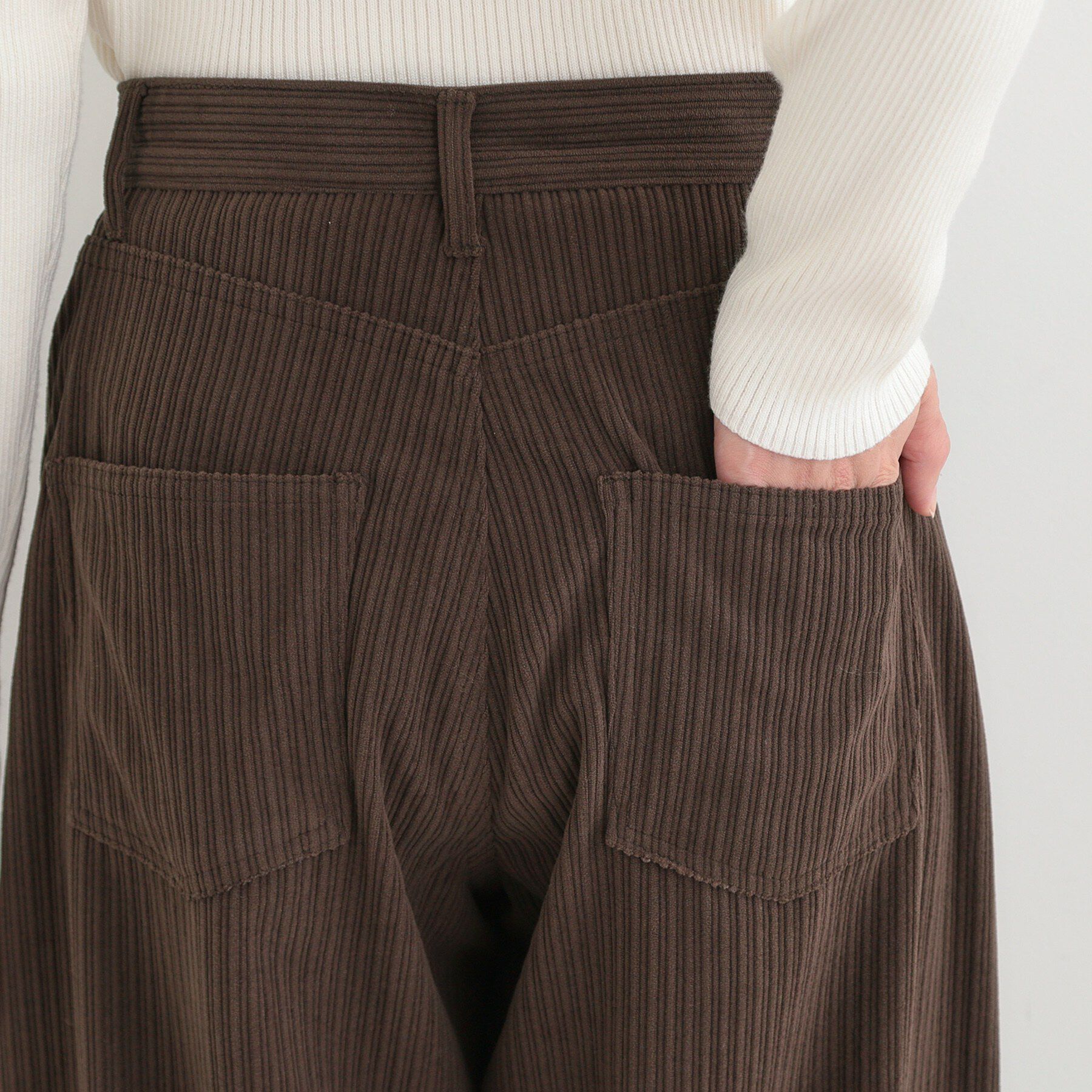 SHOO･LA･RUE「【S-LL】大人っぽく穿ける 股上深め コーデュロイカーブパンツ」|その他|