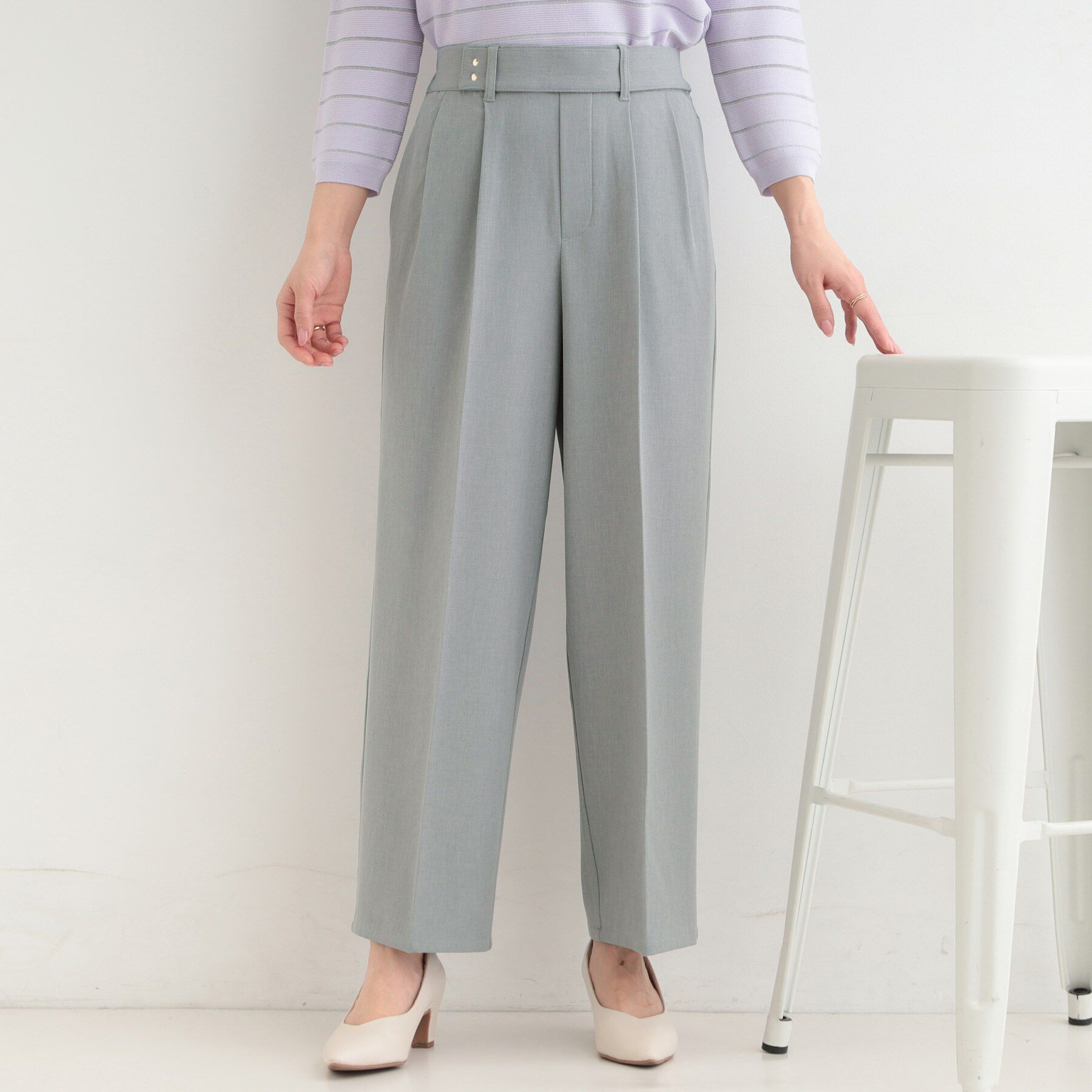 SHOO･LA･RUE「【着丈選べる/S-LL/洗濯機可】楽ちん&times;きれいみえ　ストレッチワイドパンツ」|その他|グレー(012)