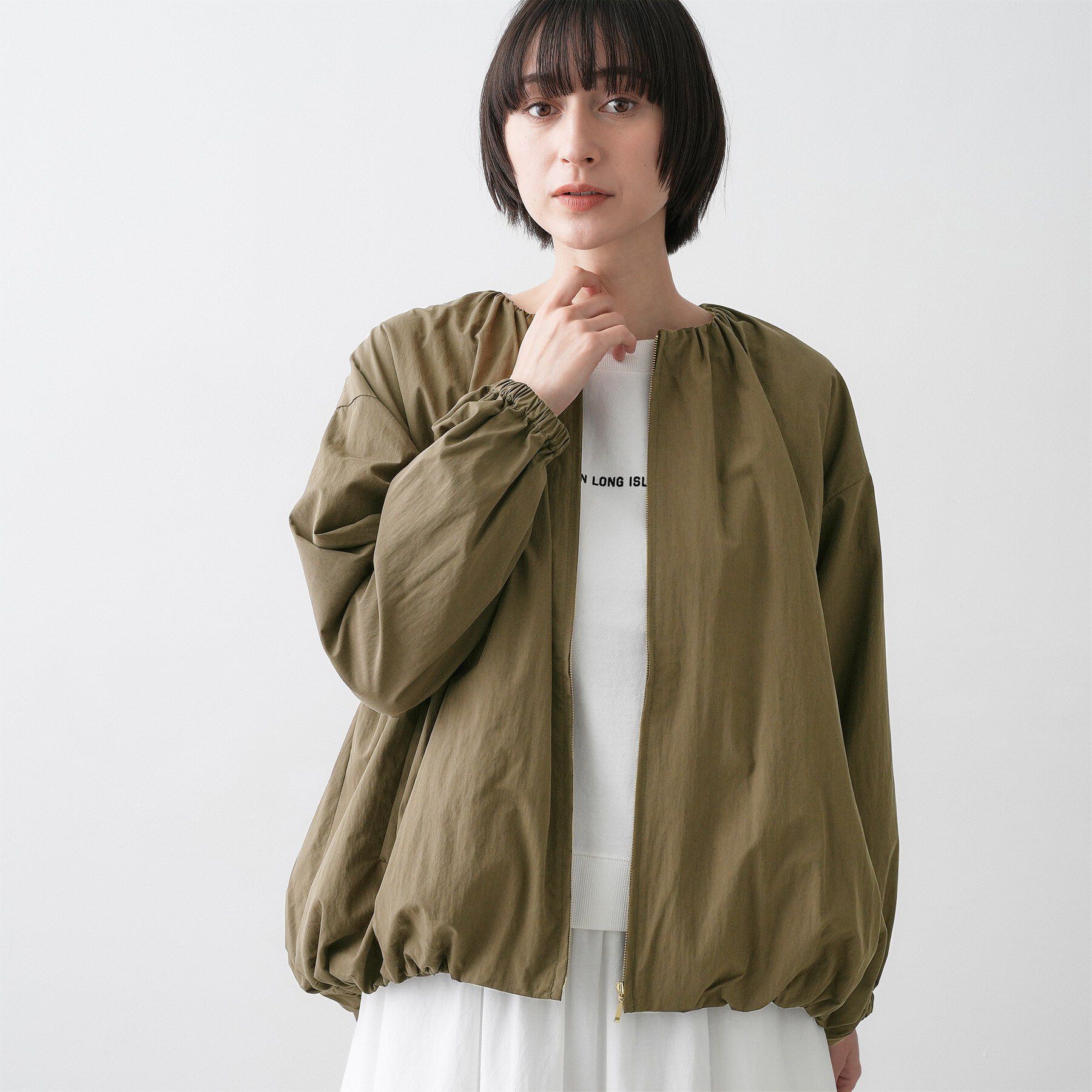 Dessin「【洗える】コットンナイロンバルーンヘムブルゾン」|ブルゾン・スタジャン|ブラウン(044)