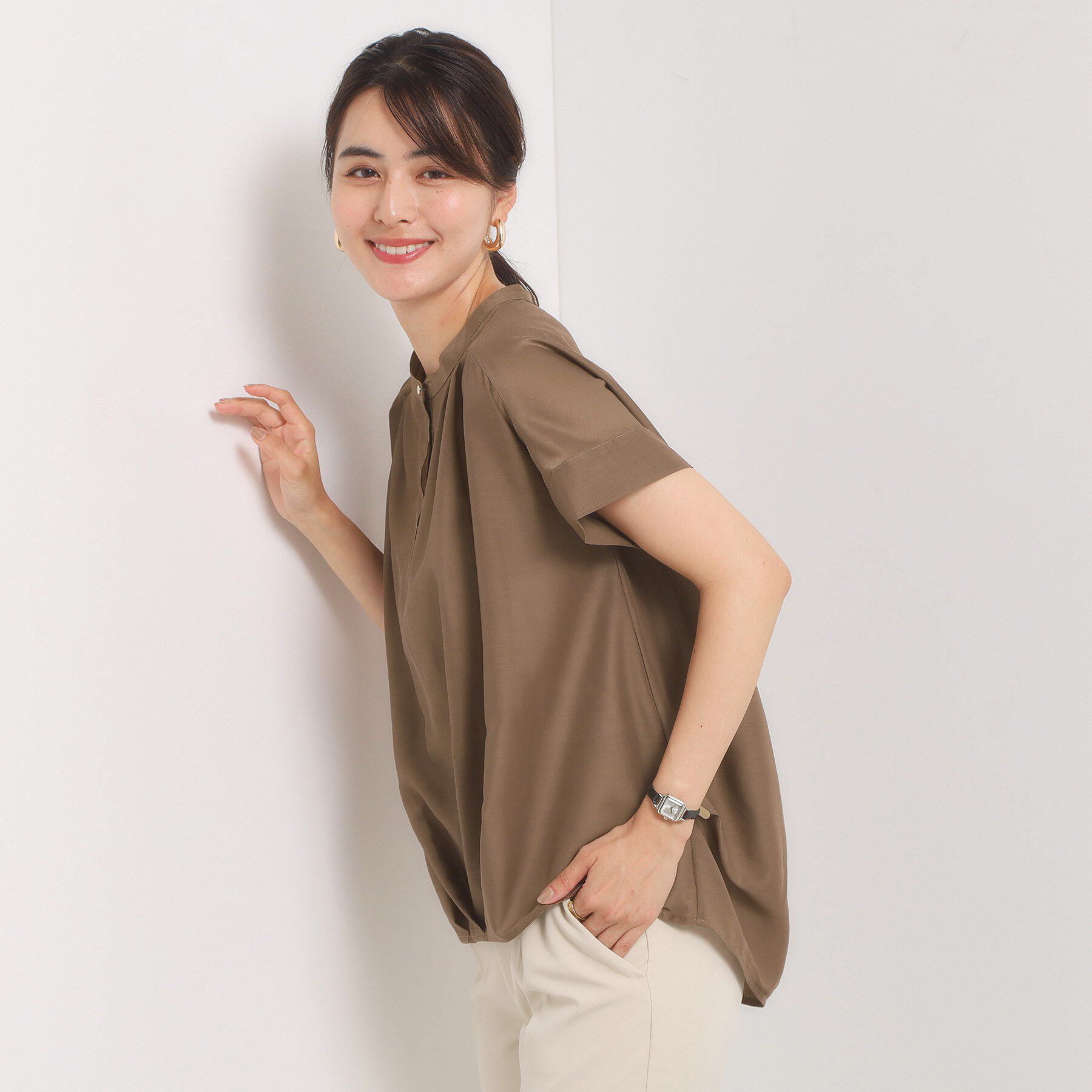 ITS&rsquo;DEMO「【手洗い可】シアー裾タックブラウス」|シャツ・ブラウス|