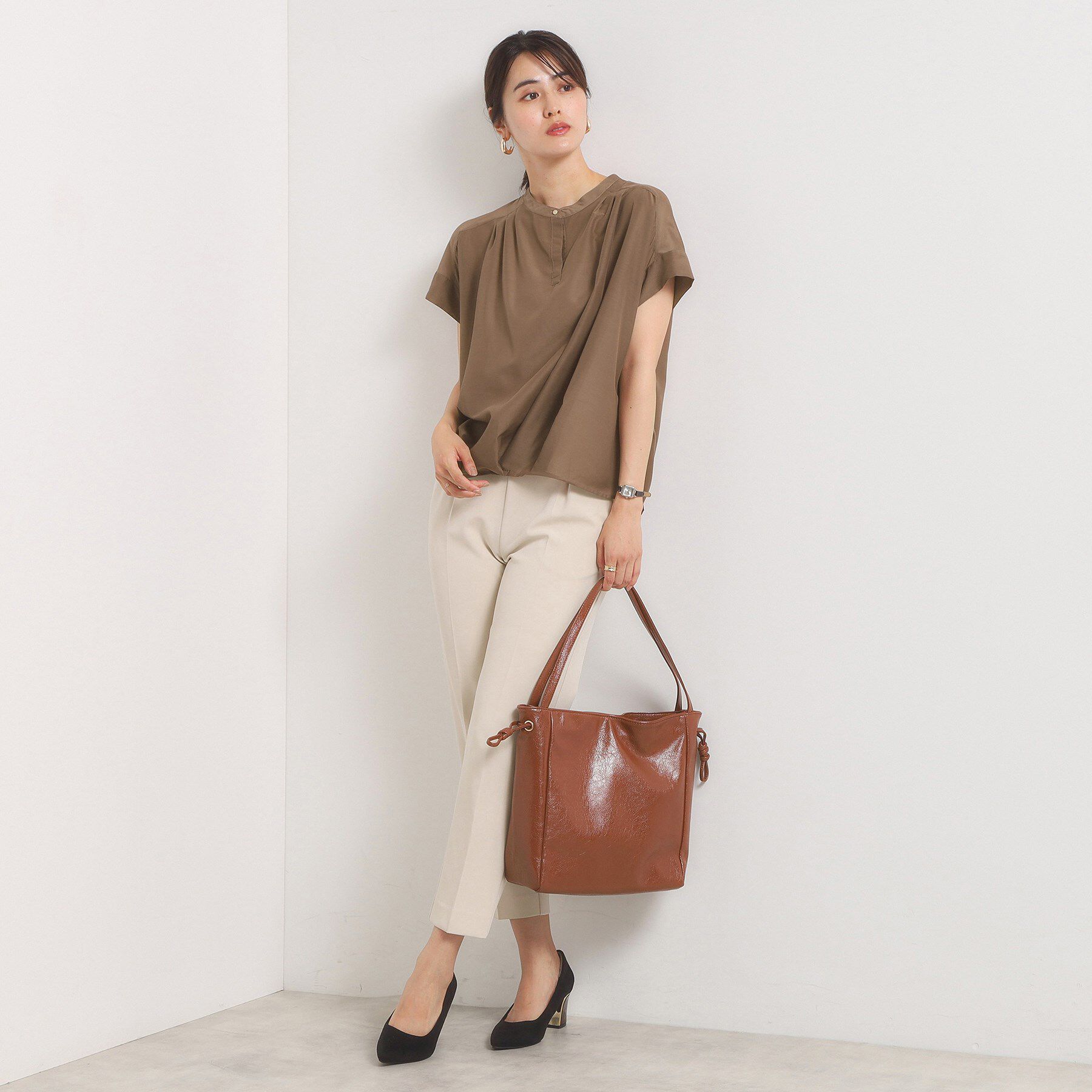 ITS&rsquo;DEMO「【手洗い可】シアー裾タックブラウス」|シャツ・ブラウス|