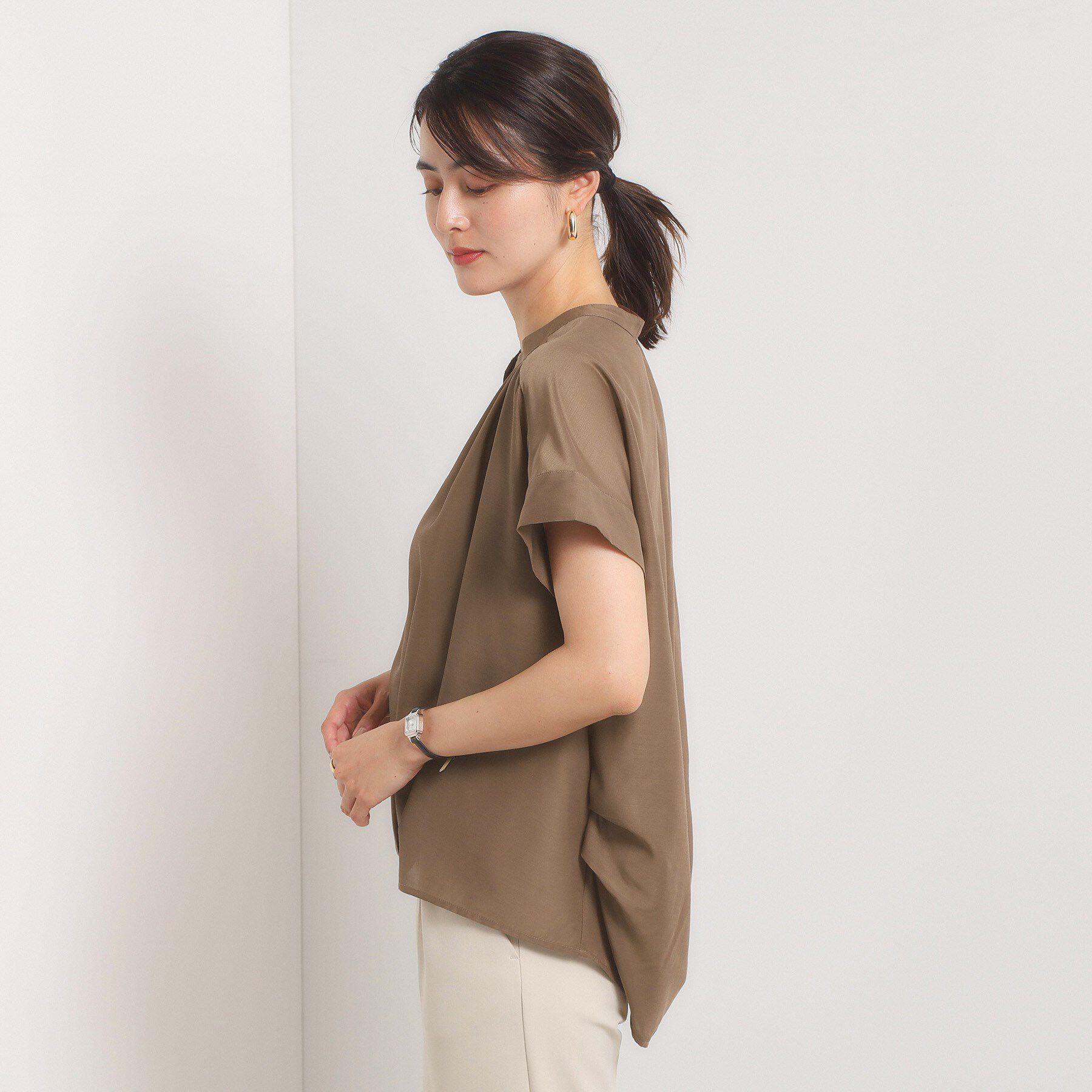 ITS&rsquo;DEMO「【手洗い可】シアー裾タックブラウス」|シャツ・ブラウス|