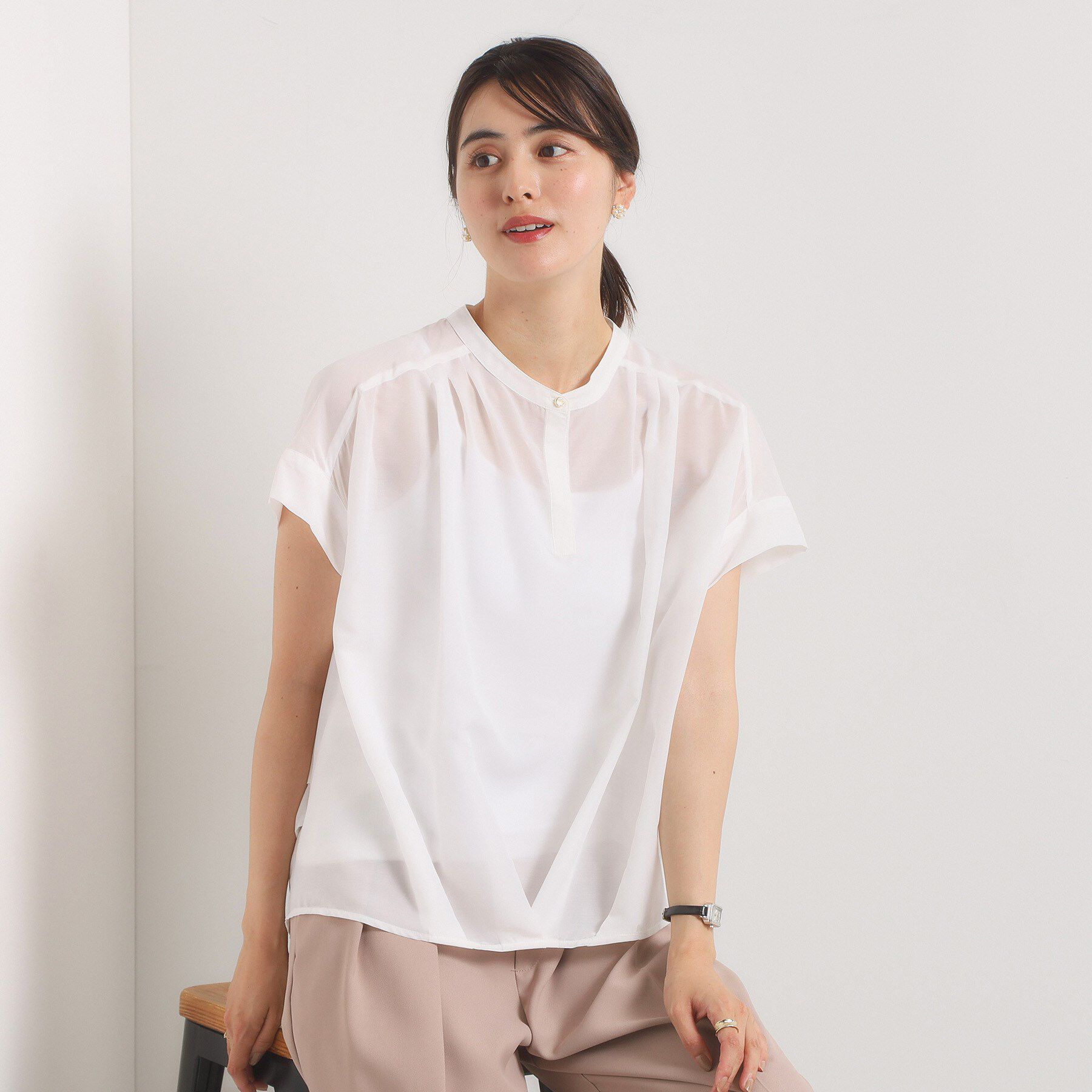 ITS&rsquo;DEMO「【手洗い可】シアー裾タックブラウス」|シャツ・ブラウス|