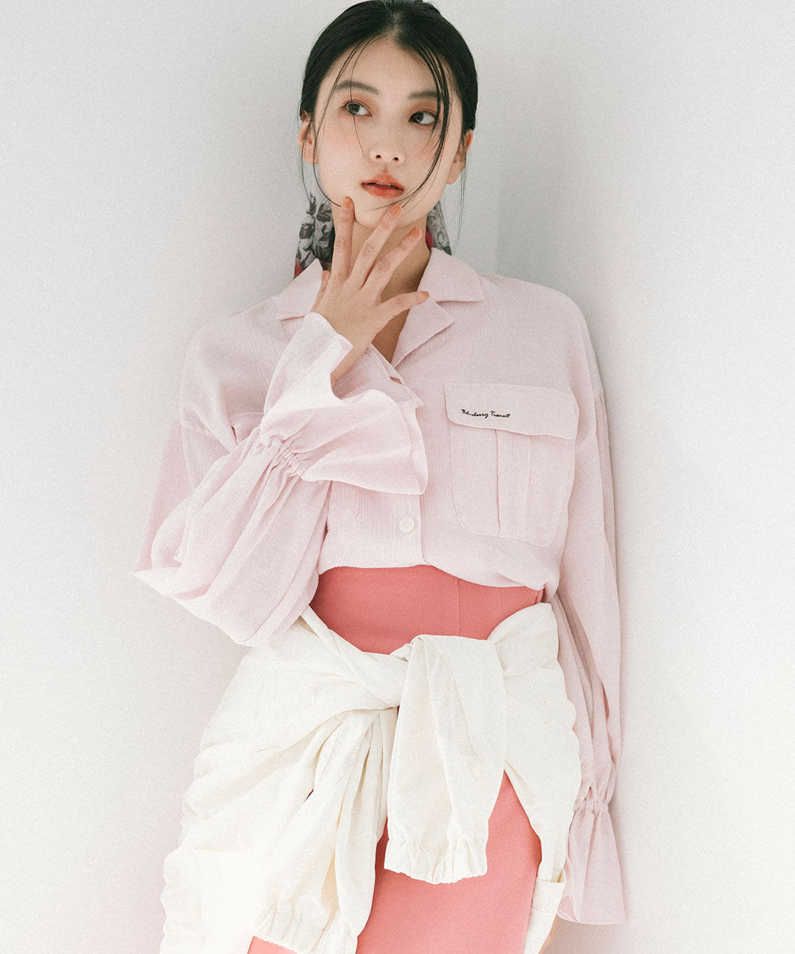 COCO DEAL「刺繍楊柳ロゴブラウス」|シャツ・ブラウス|ピンク