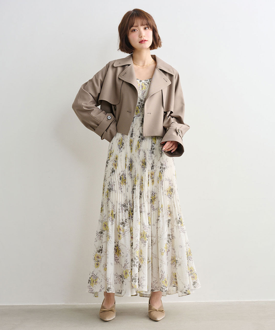 COCO DEAL「シャーリングフラワーワンピース」|ワンピース|