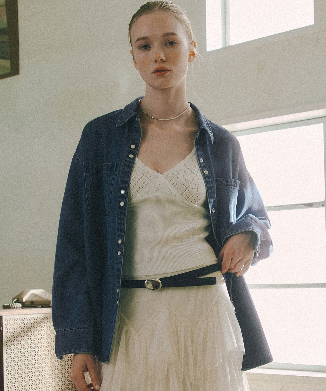 COCO DEAL「ボタンデザインリヨセルデニムシャツ」|シャツ・ブラウス|