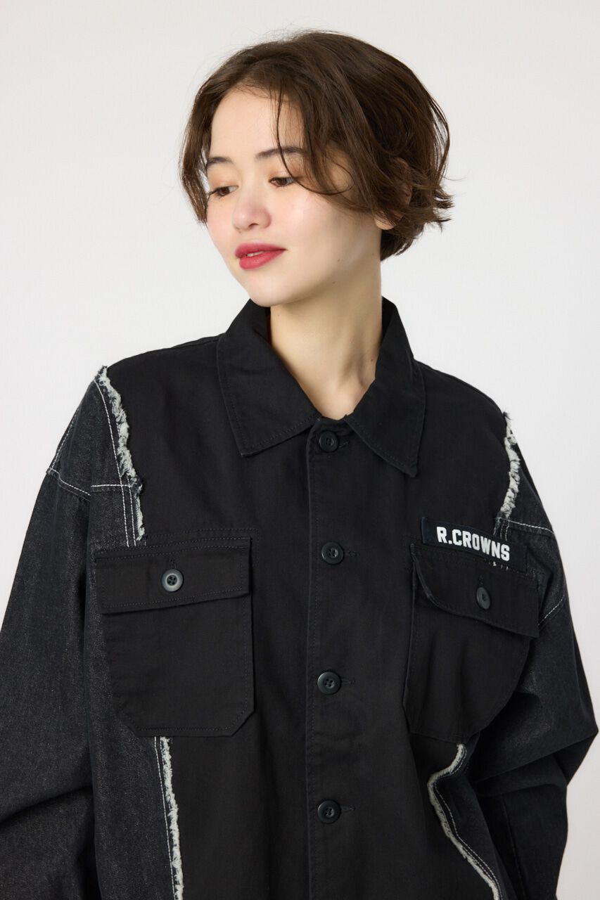 RODEO CROWNS「デニムドッキングミリタリールーズシャツ」|シャツ・ブラウス|