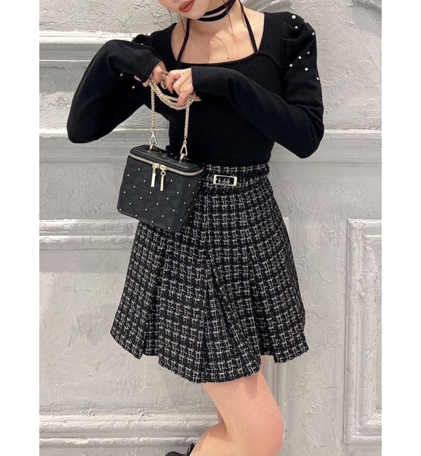 RESEXXY「ツイードプリーツミニスカート【セットアップ着用可能】」|スカート|ブラック
