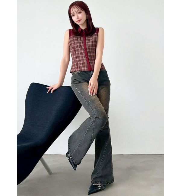 RESEXXY「チェックレイヤードノースリシャツ」|シャツ・ブラウス|