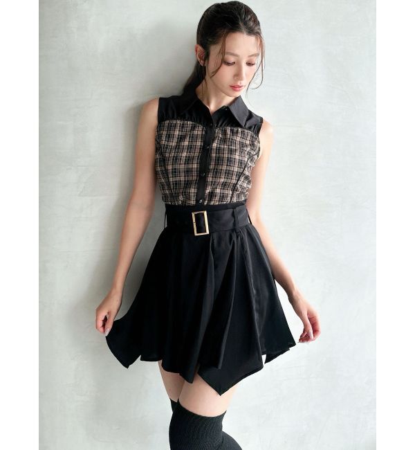 RESEXXY「チェックレイヤードノースリシャツ」|シャツ・ブラウス|