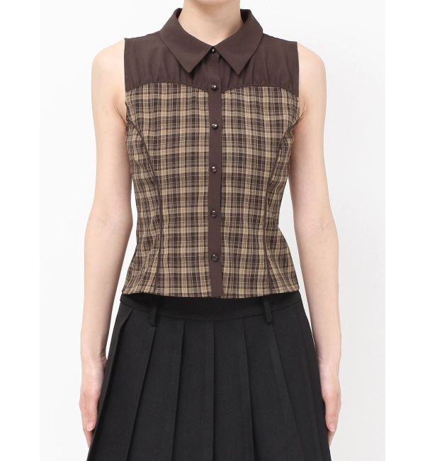 RESEXXY「チェックレイヤードノースリシャツ」|シャツ・ブラウス|