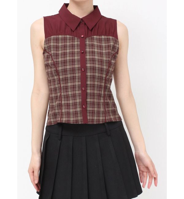 RESEXXY「チェックレイヤードノースリシャツ」|シャツ・ブラウス|