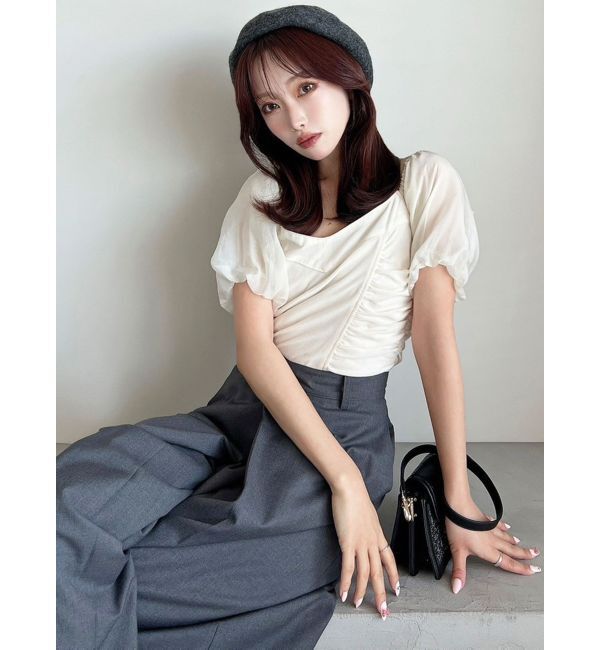 RESEXXY「ギャザーデザインベロアトップス」|シャツ・ブラウス|