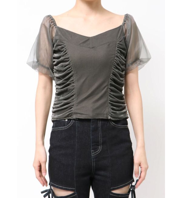 RESEXXY「ギャザーデザインベロアトップス」|シャツ・ブラウス|