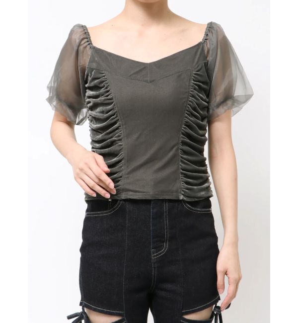 RESEXXY「ギャザーデザインベロアトップス」|シャツ・ブラウス|