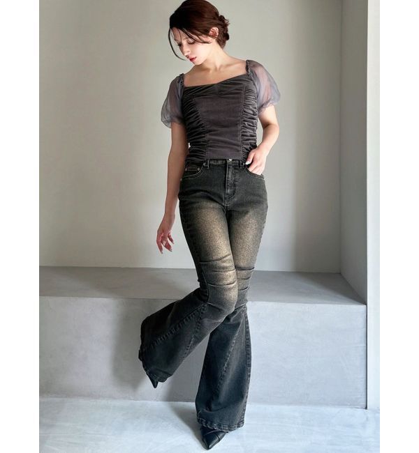 RESEXXY「ギャザーデザインベロアトップス」|シャツ・ブラウス|