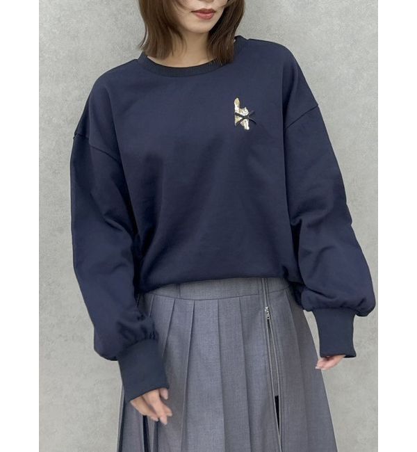 dazzlin「CAT刺繍リボンカットプルオーバー」|Tシャツ・カットソー|ネイビー