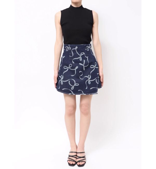 MERCURYDUO「リボンプリントデニムラップスカパン」|スカート|