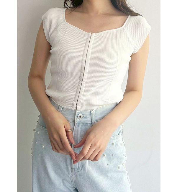 MERCURYDUO「フロントホックリブニット」|ニット・セーター|オフホワイト