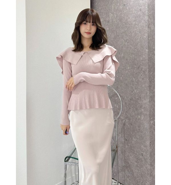 MERCURYDUO「ペプラムラッフルコンパクトニット」|ニット・セーター|