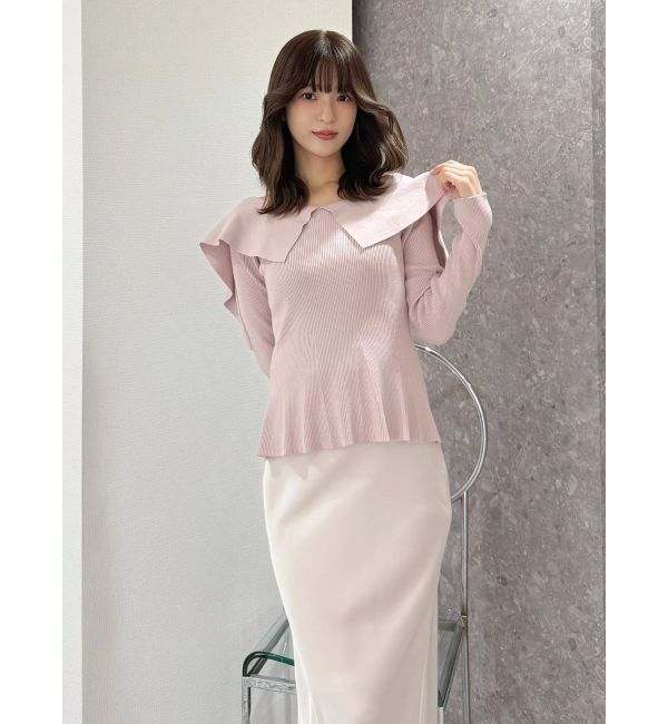 MERCURYDUO「ペプラムラッフルコンパクトニット」|ニット・セーター|