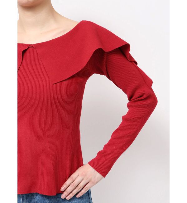 MERCURYDUO「ペプラムラッフルコンパクトニット」|ニット・セーター|