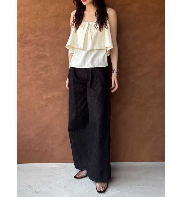 LAGUNAMOON「タックデニムワイドパンツ」|デニム|